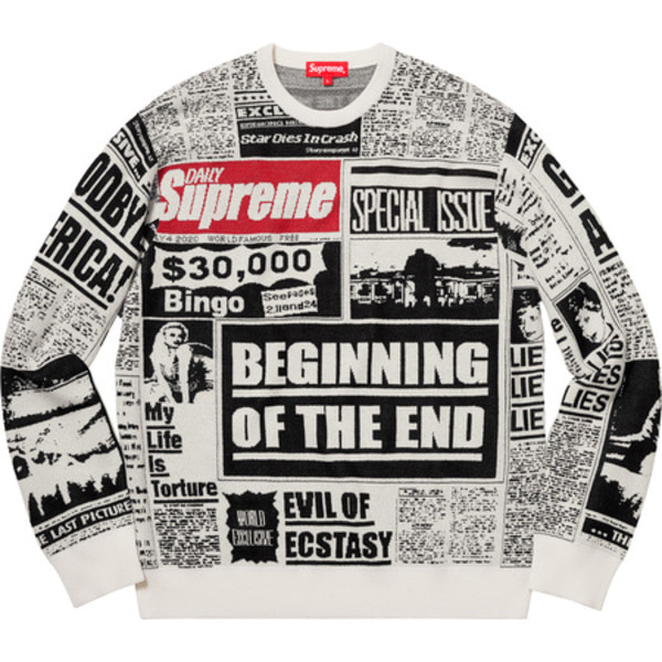 [해외] 슈프림 뉴스프린트 스웨터 Supreme Newsprint Sweater 18FW
