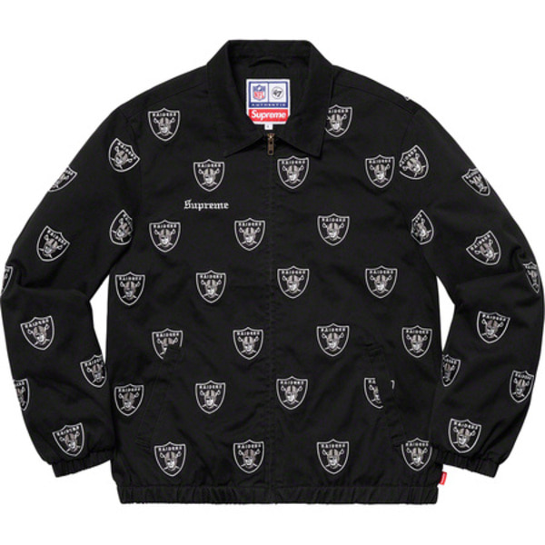 [해외] 슈프림 NFL 레이더스 47 엠브로이더드 헤링턴 자켓 Supreme NFL Raiders 47 Embroidered Harrington Jacket 19SS 관세포함