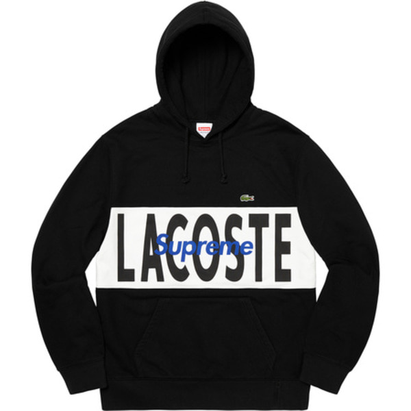 [해외] 슈프림 라코스테 로고 패널 후드 Supreme LACOSTE Logo Panel Hooded Sweatshirt 19FW