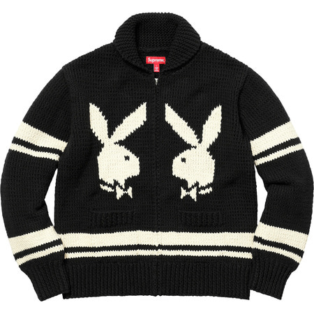 [해외] 슈프림 플레이보이 숄 칼러 풀 집업 스웨터 Supreme Playboy Shawl Collar Full Zip Sweater 17FW 관세포함