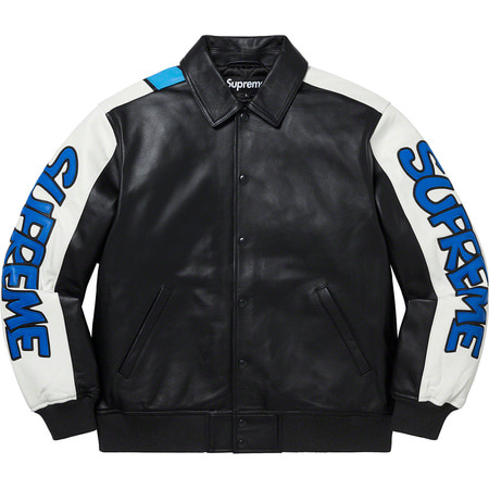 [해외] 슈프림 스머프 레더 바시티 자켓 Supreme Smurfs Leather Varsity Jacket 20FW