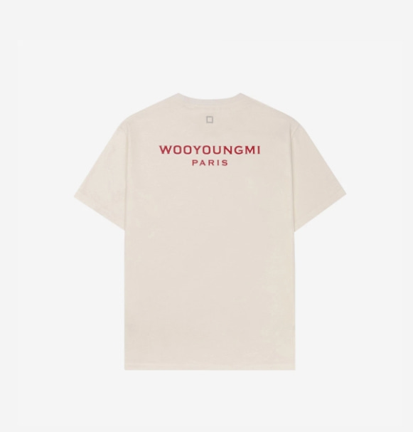 [해외] 우영미 레드 백로고 티셔츠 아이보리 Wooyoungmi Red Back Logo T-Shirt Ivory