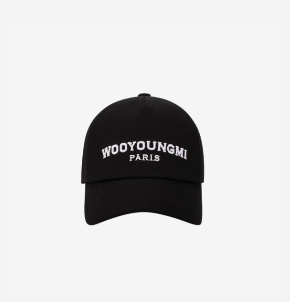 [해외] 우영미 화이트 엠브로이드 로고 볼캡 블랙 Wooyoungmi White Embroidered Logo Ball Cap Black