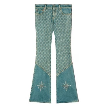 [해외] 구찌 팔라스 부츠컷 진스 위드 올오버 GG패턴 앤드 스터드 Gucci Palace Bootcut jeans with allover GG pattern and studs