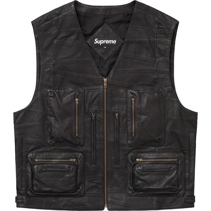 [해외] 슈프림 패치워크 레더 카고 베스트 Supreme Patchwork Leather Cargo Vest 23SS