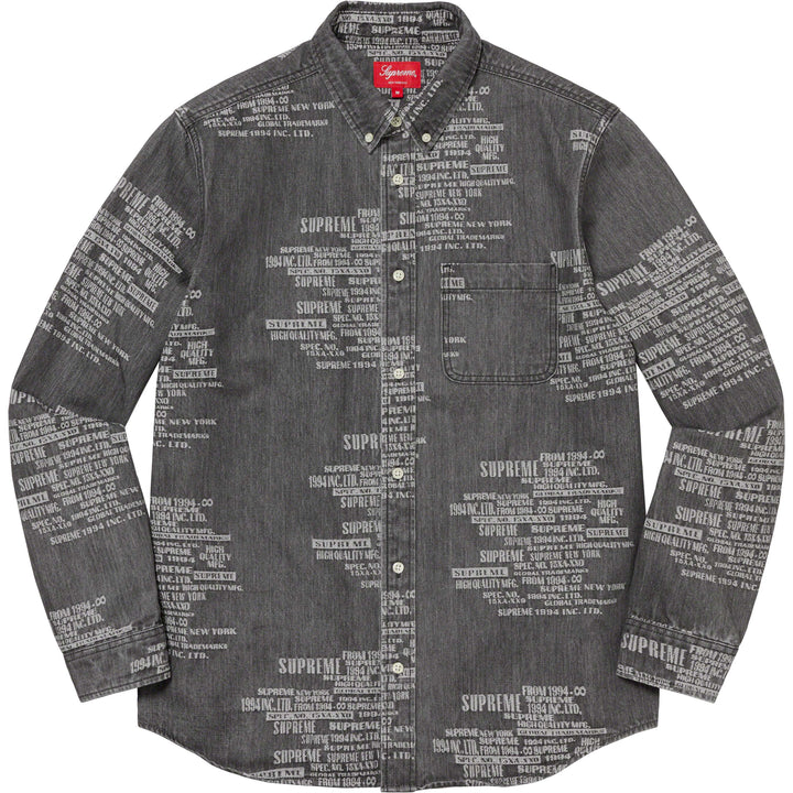 [해외] 슈프림 트레이드마크 자카드 데님 셔츠 Supreme Trademark Jacquard Denim Shirt 23SS
