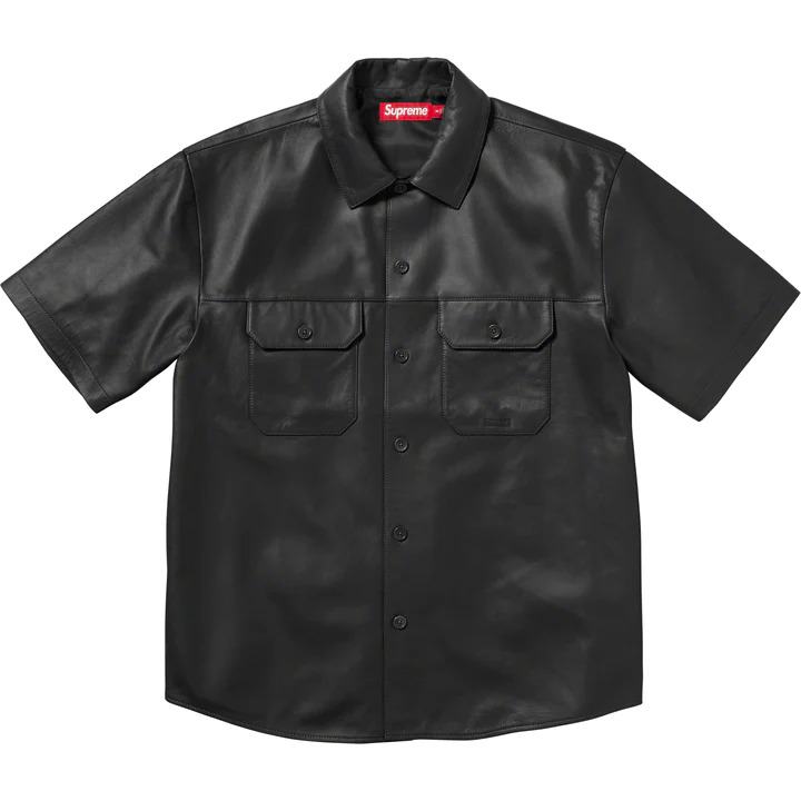 [해외] 슈프림 숏슬리브 레더 워크 셔츠 Supreme S/S Leather Work Shirt 23FW