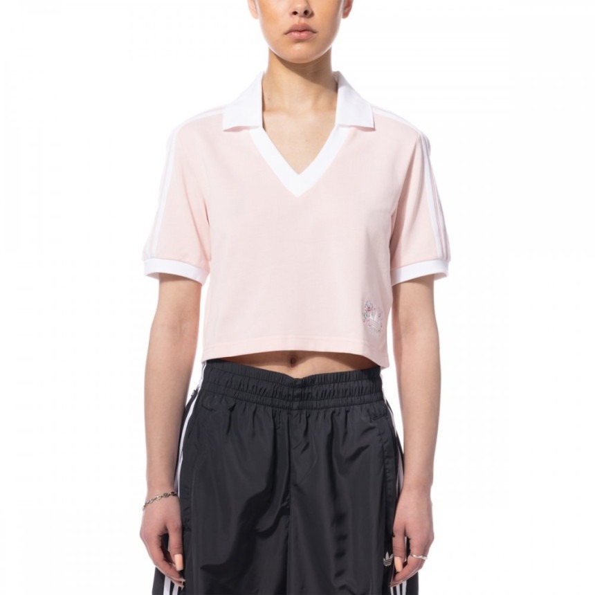 [해외] 아디다스 여성 크롭 폴로 반팔 티셔츠 핑크 IP3757