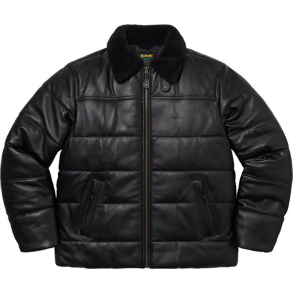 [해외] 슈프림 스캇 시어링 칼라 레더 퍼피 자켓 Supreme Schott Shearling Collar Leather Puffy Jacket 21FW