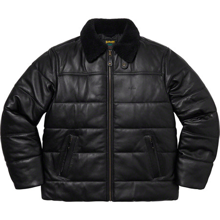 [해외] 슈프림 스캇 시어링 칼라 레더 퍼피 자켓 Supreme Schott Shearling Collar Leather Puffy Jacket 21FW