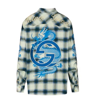 [해외] 구찌 팔라스 체크 셔츠 위드 엠브로이더드 디테일 Gucci Palace Check shirt with embroidered details
