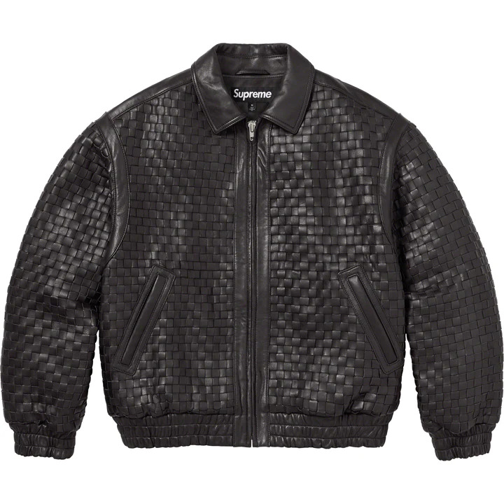 [해외] 슈프림 우븐 레더 바시티 자켓 Supreme Woven Leather Varsity Jacket 23FW
