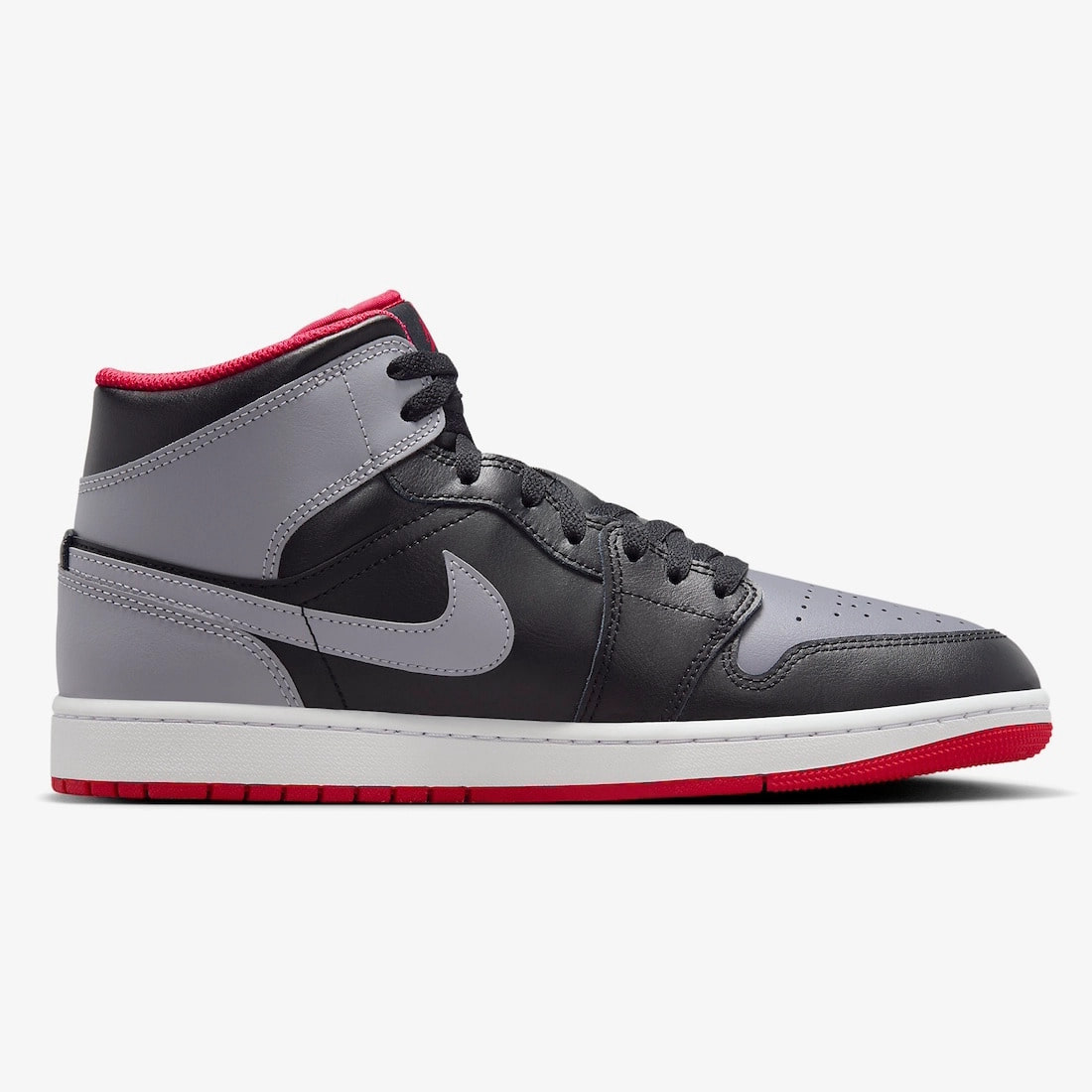 [해외] 나이키 에어 조던1 미드 시멘트 그레이 블랙 레드 Nike Air Jordan 1 Mid Black Cement Grey DQ8426-006