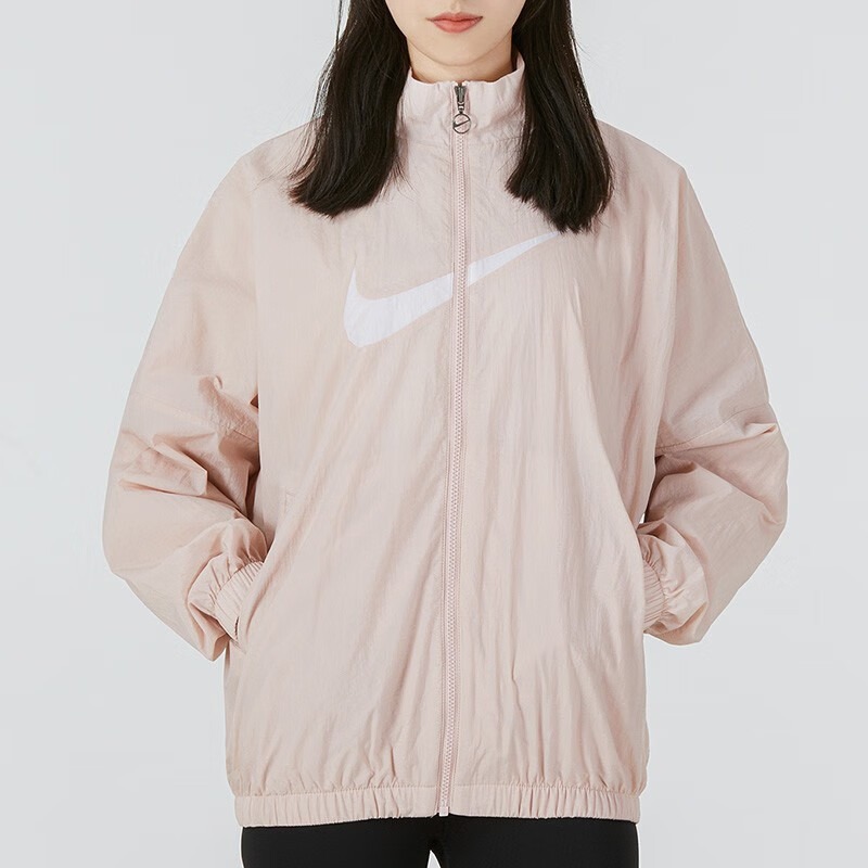 [해외] 나이키 스우시 에센셜 우븐 바람막이 헬스 런닝 집업 자켓 핑크 DM6182-601